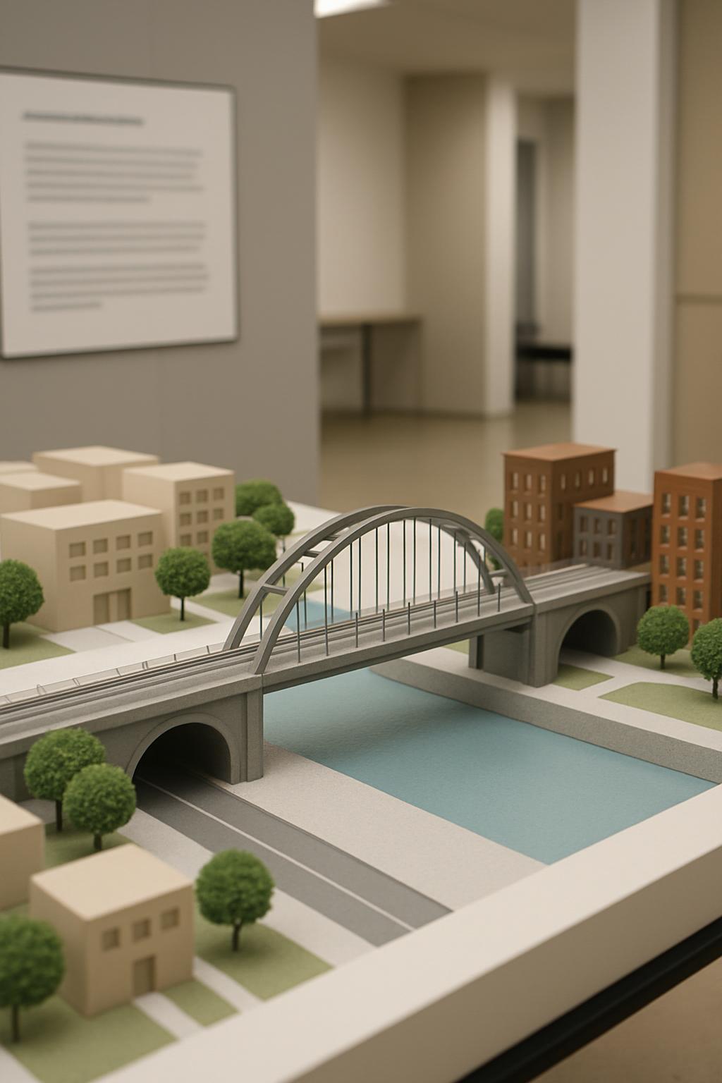 (Image shows a detailed model of a bridge over a canal in possibly a small town, carousel. Bilder und Tonbild)Bridge Over ...